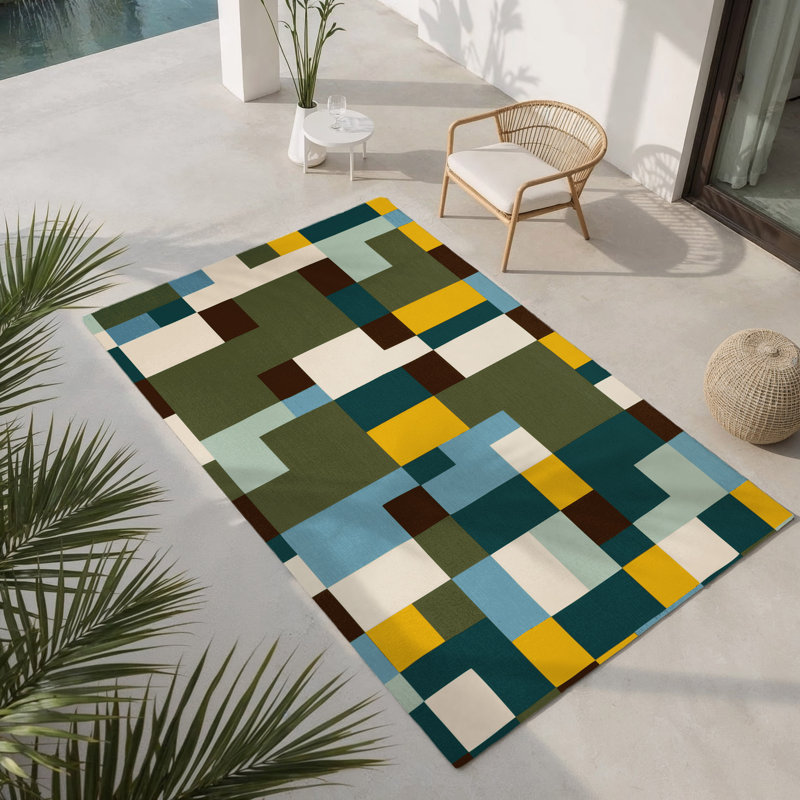 Tapis intérieur et extérieur Earthly Grids, Rectangle 4' x 6'