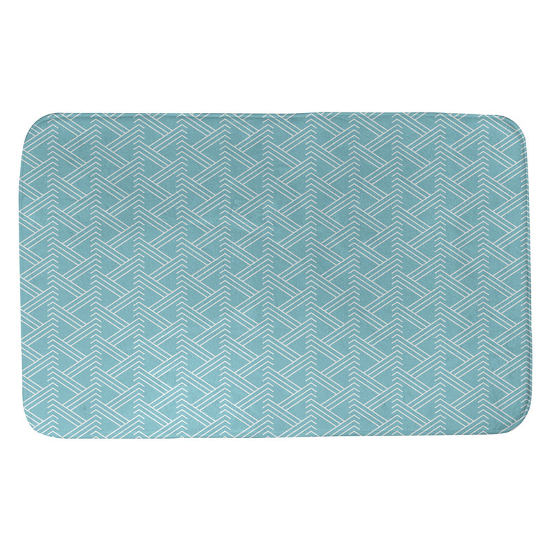 Tapis pour salle de bain Zig Zag, l 17 po x L 24 po, Bleu sarcelle / blanc