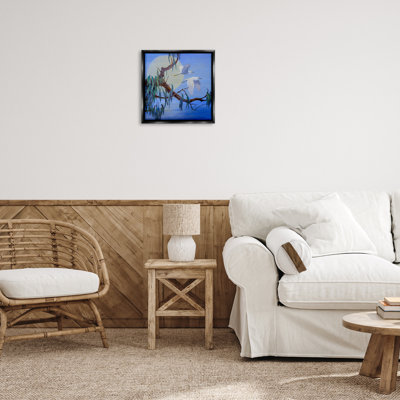 Shining Moon & Birds Framed Floater Canvas Wall Art by Floy Zittin
