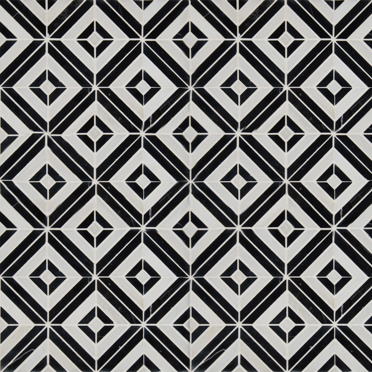 Rhombix Dove Random Sized Marble Mosaic Tile