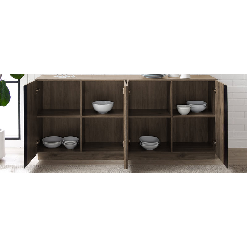 Kaelea Mid-Century Modern 3-Drawer Low TV Stand For Tvs Up To 80", Slate Grey
