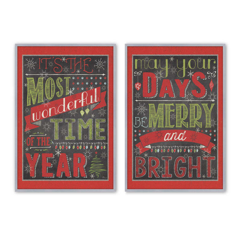 Merry and Bright Days, ensemble de 2 reproductions d'art, 14 po x 11 po, Chrome poli