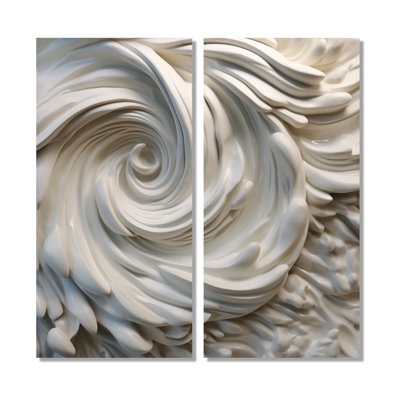 Crème spirale nébuleuse I - art abstrait à grandes spirales