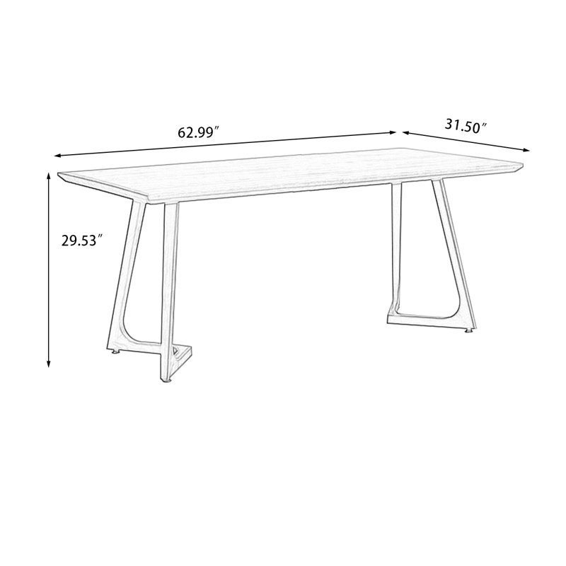 Brown Rectangular Solid Wood Dining Table, 29.53"H x 62.99"L x 31.5"W