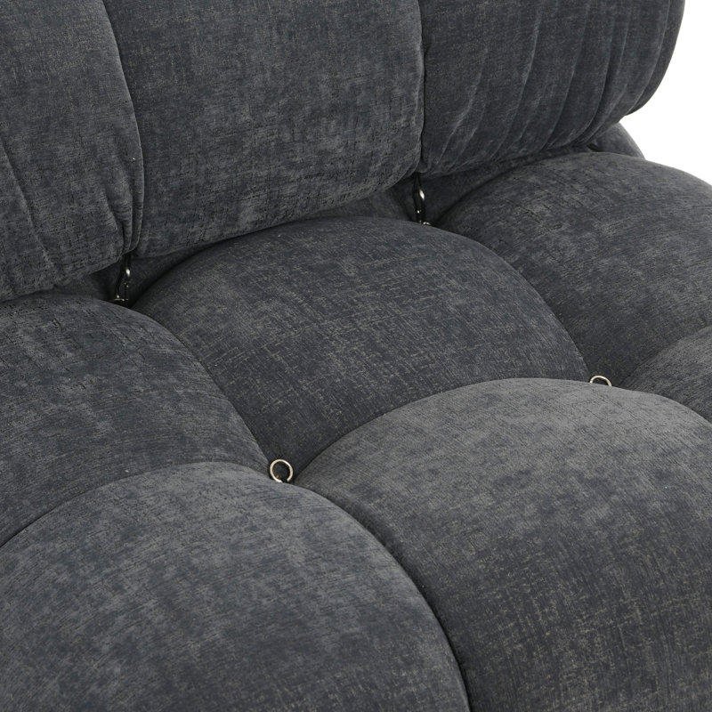 Mimosa Upholstered Slipper Chair, Gray Polyester