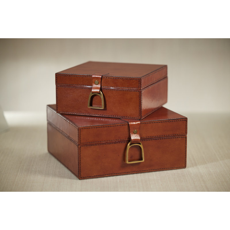 Boîte décorative en cuir Harjivan, H 4,5 po x l 10 po x P 10 po