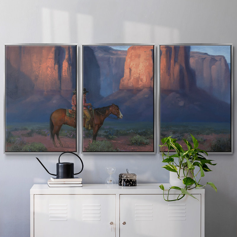 Le charme de Monument Valley, 3 pièces, H 24 po x l 48 po x P 2 po, Argent