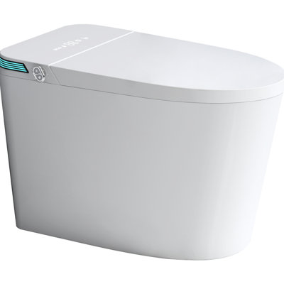 Luxury Toilet With Pulsating Wash, Led Display - White Smart Adjustable Temp Heated Seat & Auto Flush