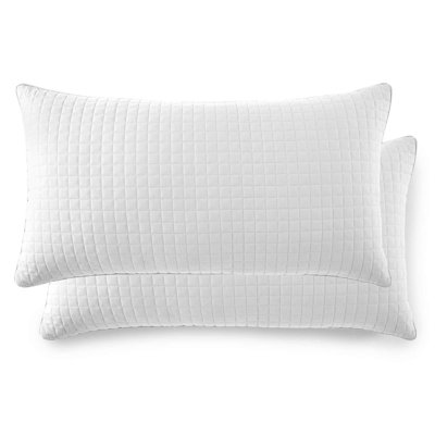 Ensemble de 2 taies décoratives matelassées en microfibre à bordure carrée et à bords passepoilés Southano Fine Linens, lot de 2, 20 po x 36 po, blanc éclatant