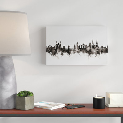 Lucerne Switzerland Luzern Skyline Black White Graphic Art on Wrapped Canvas