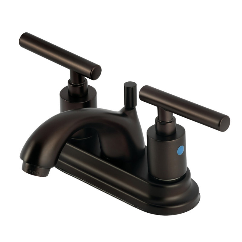 Kingston Brass Manhattan Two-Handle 3-Hole Deck Mount 4" Centerset Bathroom Faucet with Pop-Up Drain, Oil Rubbed Bronze