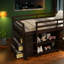 Lit mezzanine simple moderne avec rangement, bureau mobile coulissant, bois d'hévéa, foyer pour enfants