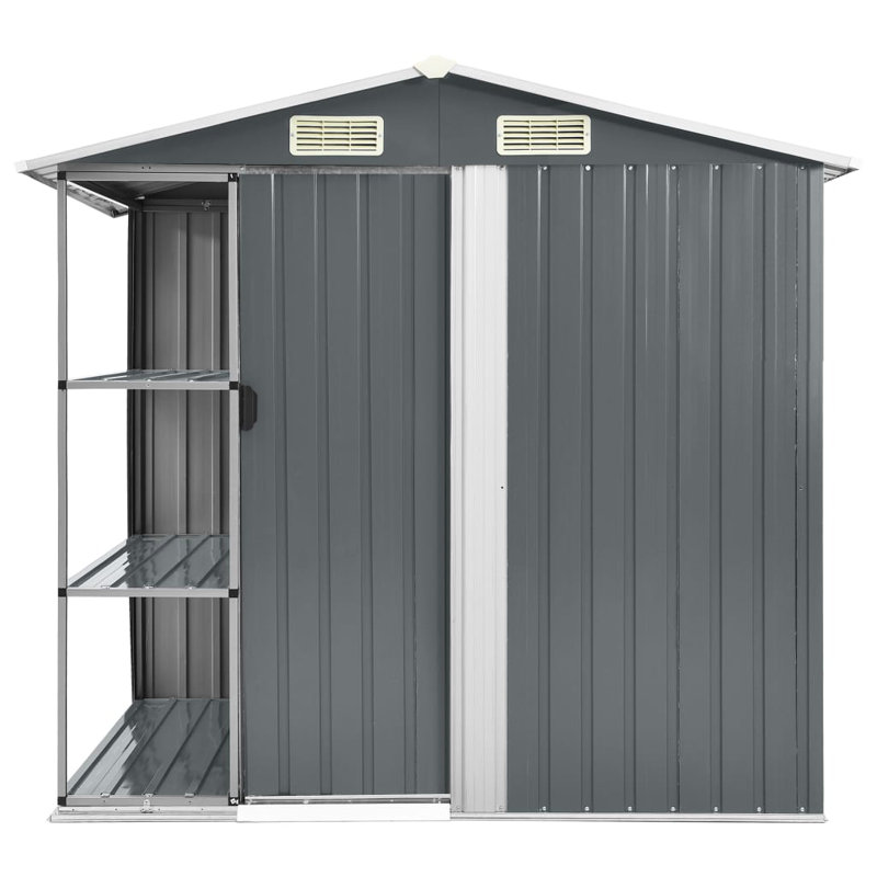 Garden Shed with Rack 205x130x183 cm Iron, Grey