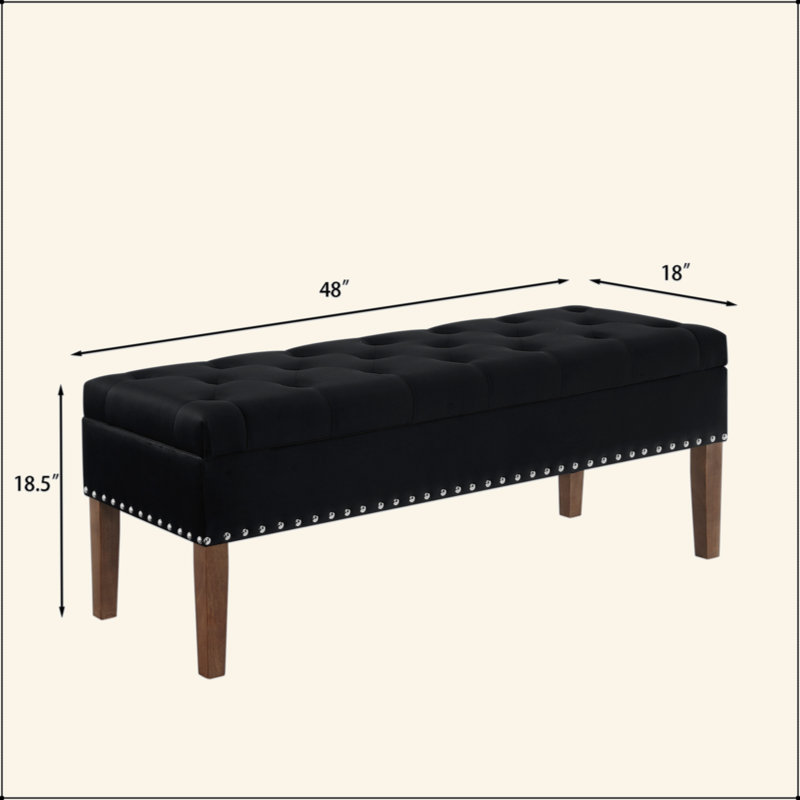 Banc capitonné avec rangement, Noir