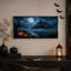 Impression sur toile, "Château gothique et citrouilles lumineuses sous Halloween"-527013234