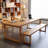Brown Rectangular Solid Wood Dining Table-108918975
