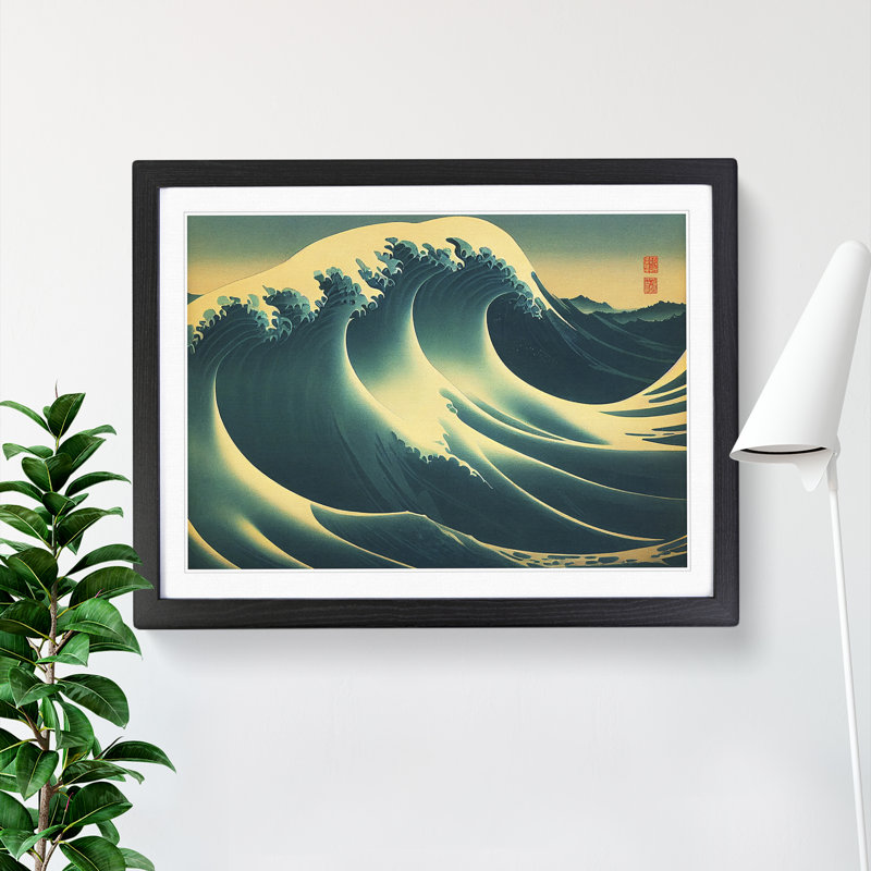 Traditional Japanese Wave Vol.3 - Single Picture Frame Print, 46cm H x 64cm W x 2cm D, Black Framed