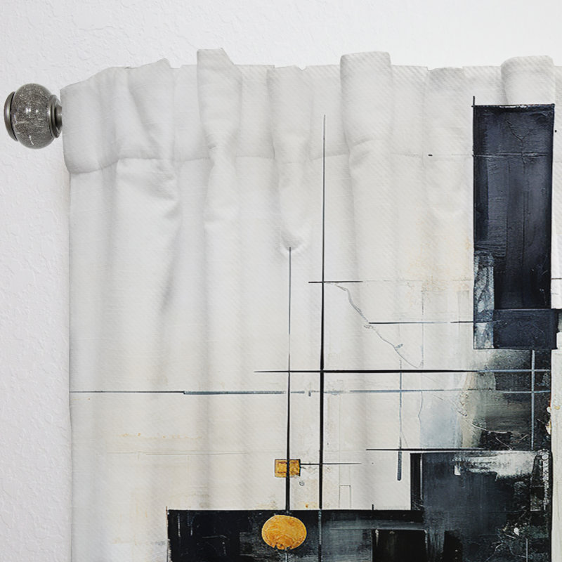 Kizzey Grey Suprematism Geometric Symphony III - Suprematism Curtain - Velvet Room Darkening - 1 Panel, 52" W x 84" L