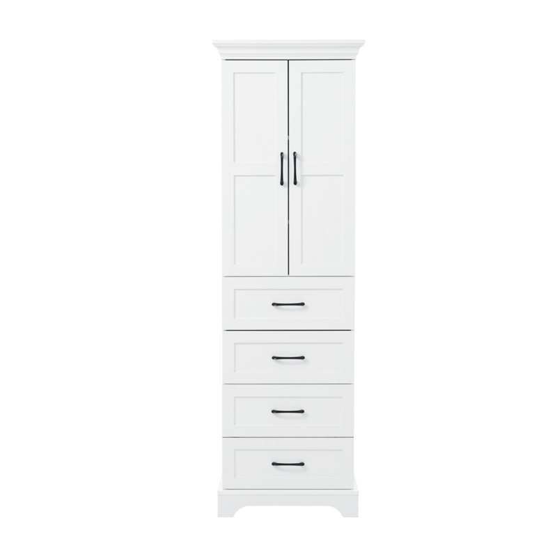 Armoire de salle de bain autoportante de 71,6 pouces avec deux portes avec charnières et tablettes réglables, convenant aux chambres à coucher, aux bureaux et aux salons.