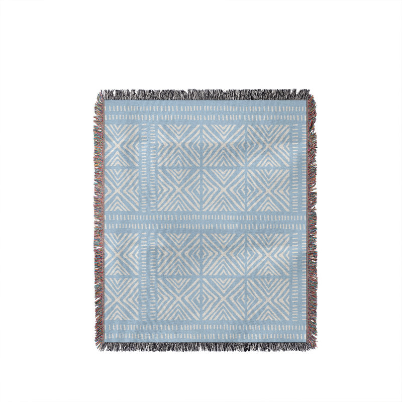 Jeté en coton Thora Tribal, 50 x 70, Ciel