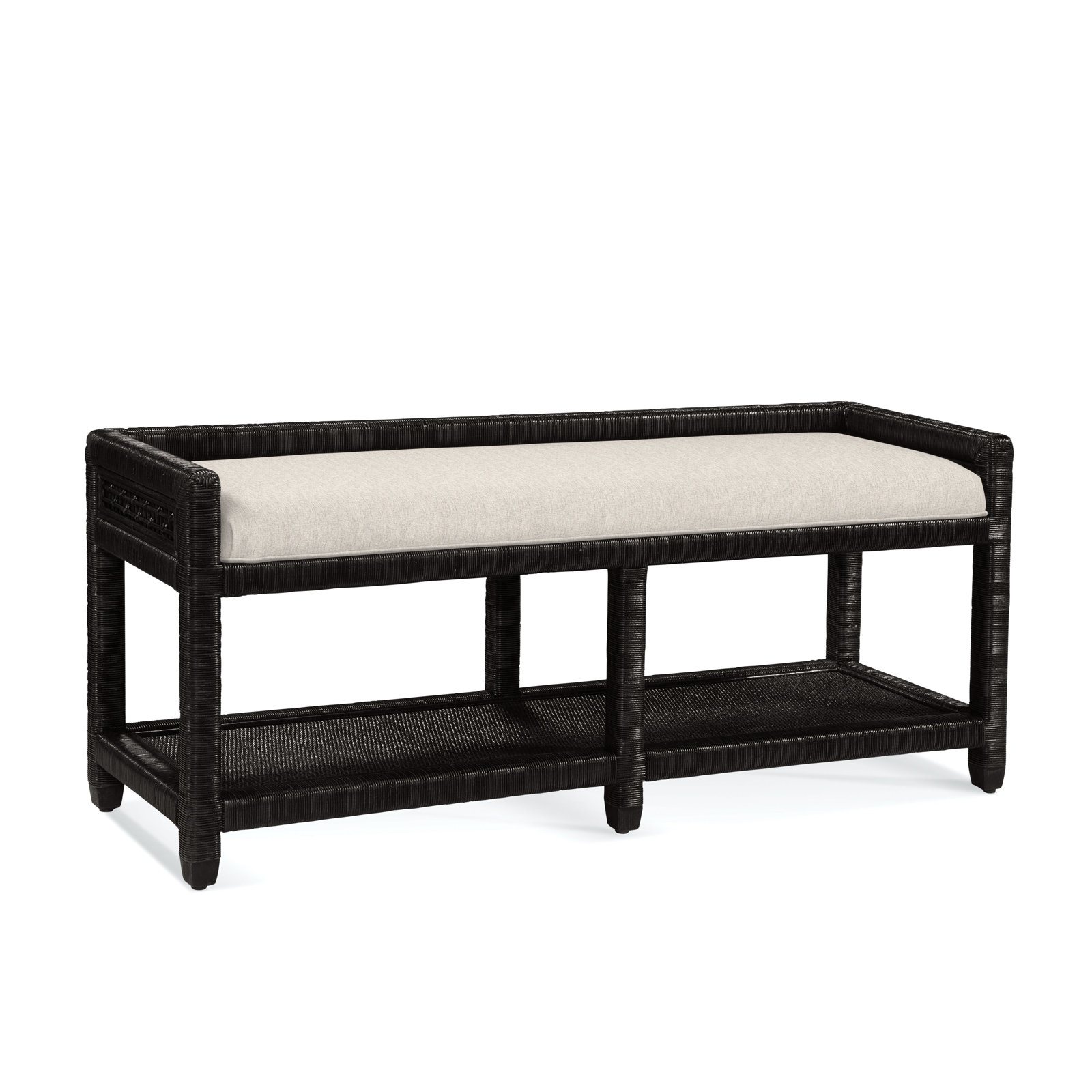 Silvio 54" Storage Bench, Antique Black, Snow Crypton Performance; 0884-91