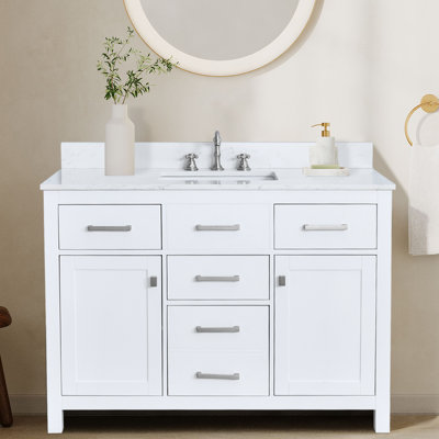 Ignacio 48'' Single Bathroom Vanity With White Engineered Stone Countertop