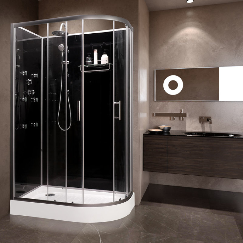 Vidalux Hydro SS712 Left Black Shower Cabin 1200 x 800