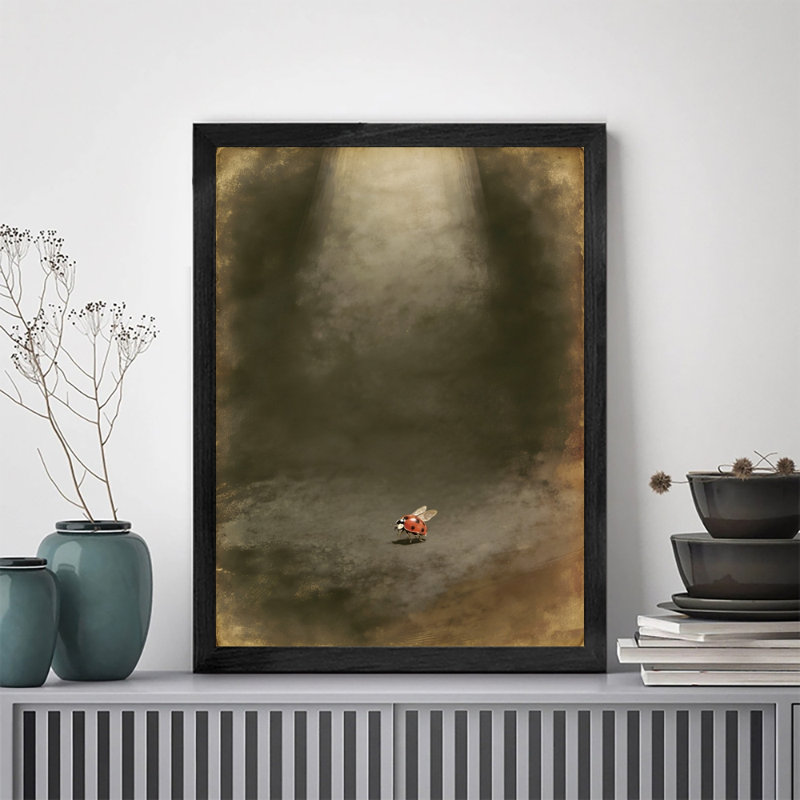 Art encadré noir, coccinelle, impression rétro, H 11 po x l 9 po