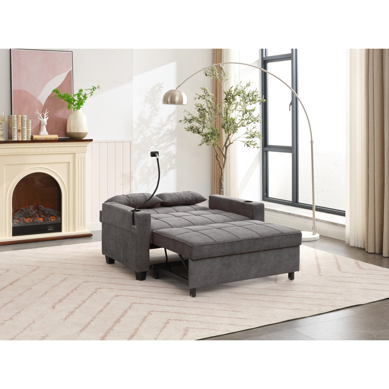 Futon-lit gris foncé avec rembourrage supplémentaire pour un assemblage facile et durable