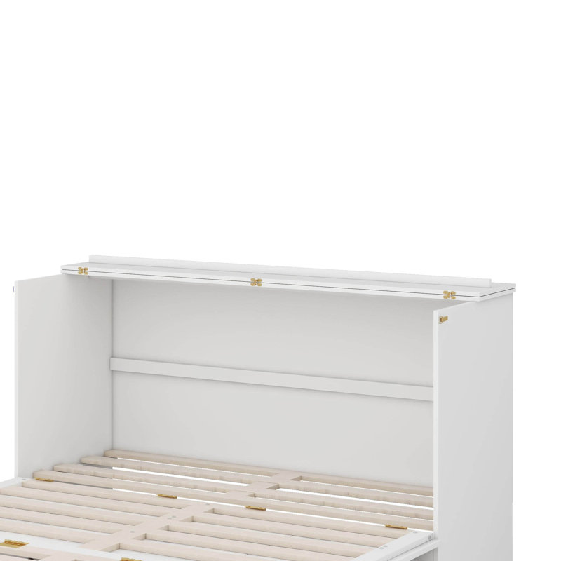 Lit escamotable avec tiroirs Murphy, Blanc, Grand lit