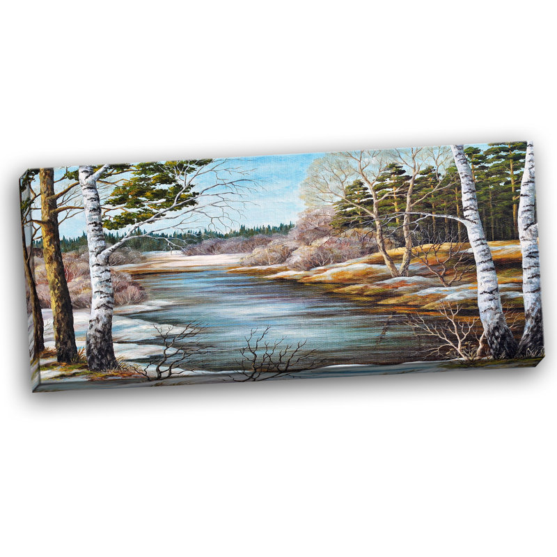 Schafer «The Spring Siberian River», peinture, H 16 po x l 32 po x p 1 po, Toile tendue