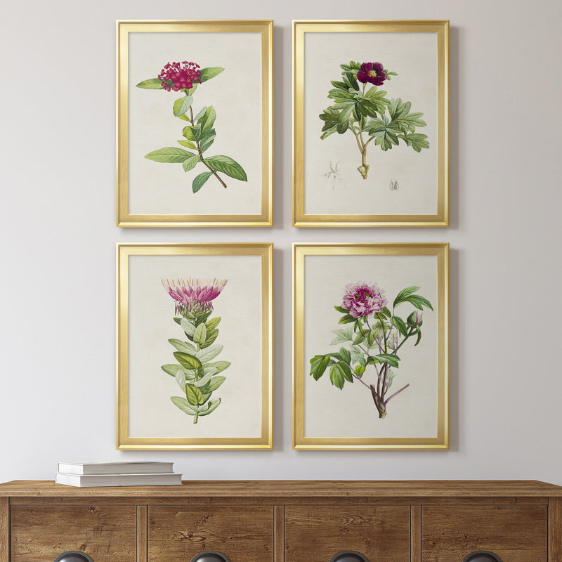 «Pretty Pink Botanicals II», toile encadrée de qualité supérieure - prête à être accrochée, H 42,5 po x l 122 po x P 1 po