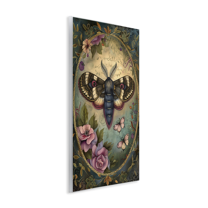 Plaque murale rétro papillon et floral, design par The Dutch Lady, H 19 po x l 13 po