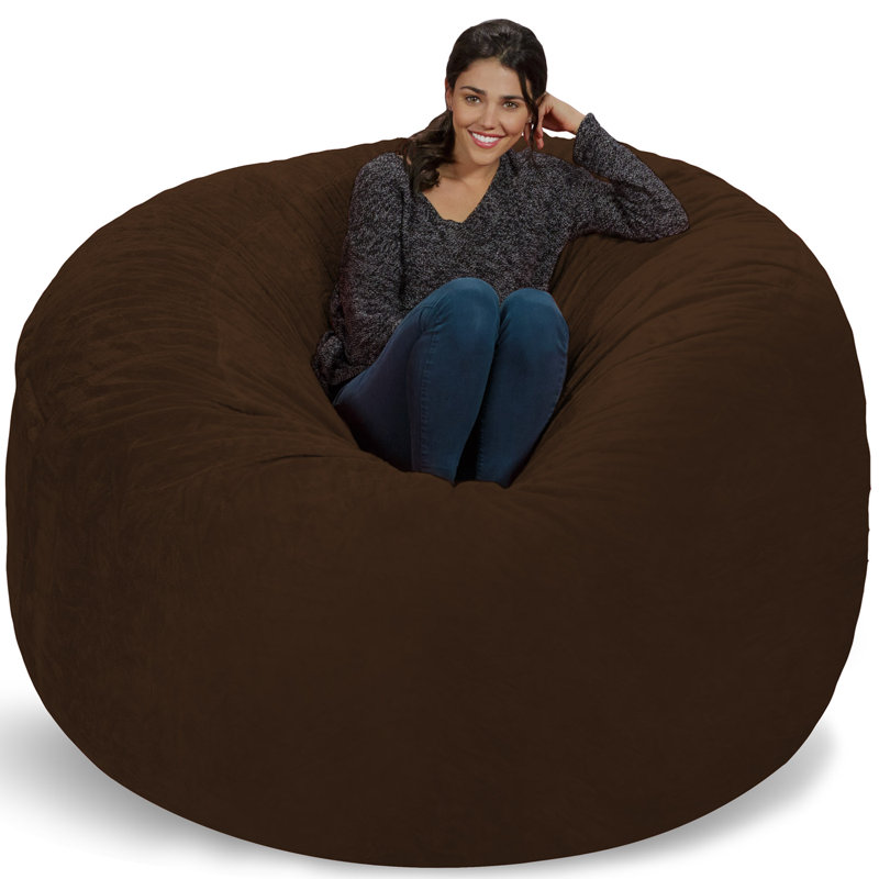 Bean Bag Chair & Lounger, 34" H x 72" W x 72" D, Brown Faux Fur