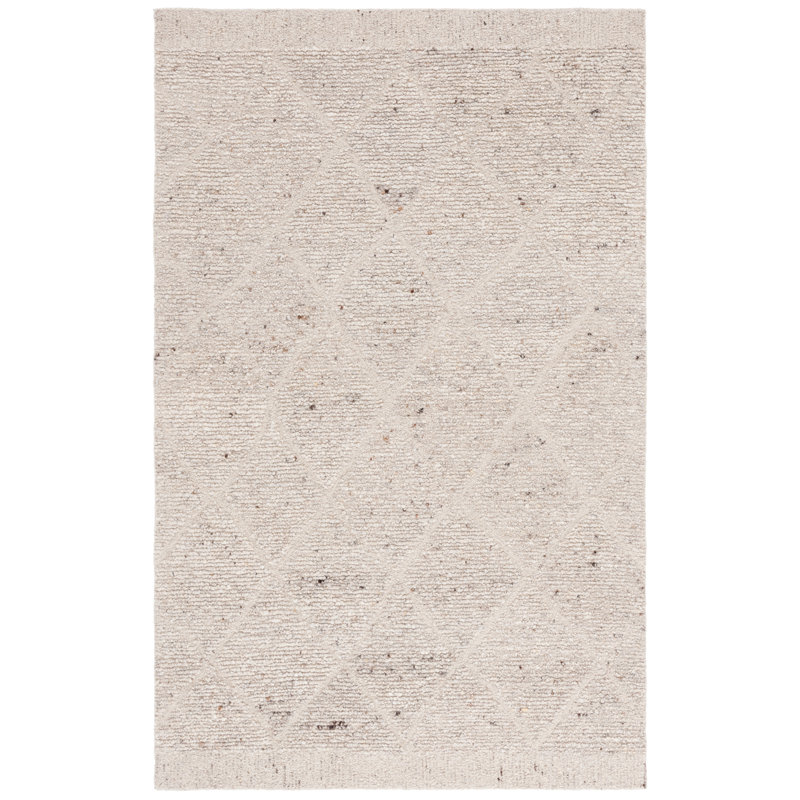 Hand Tufted Geometric Area Rug in Beige, Rectangle 3' x 5'
