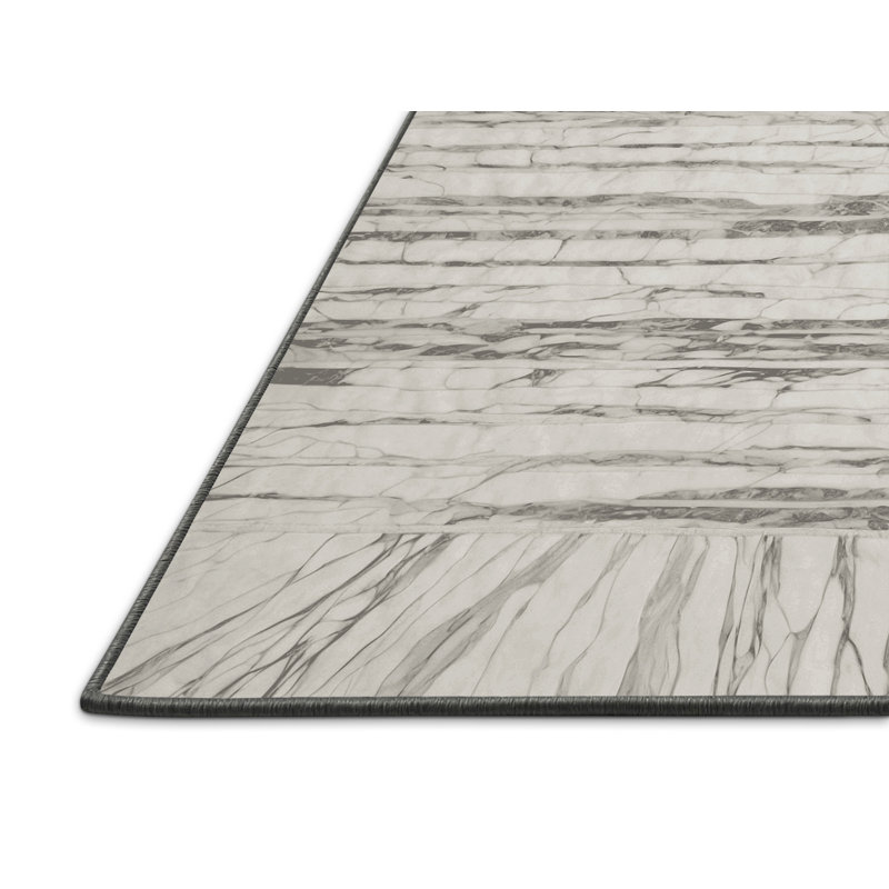 Tapis gris soyeux et moelleux, Rond 3 pi