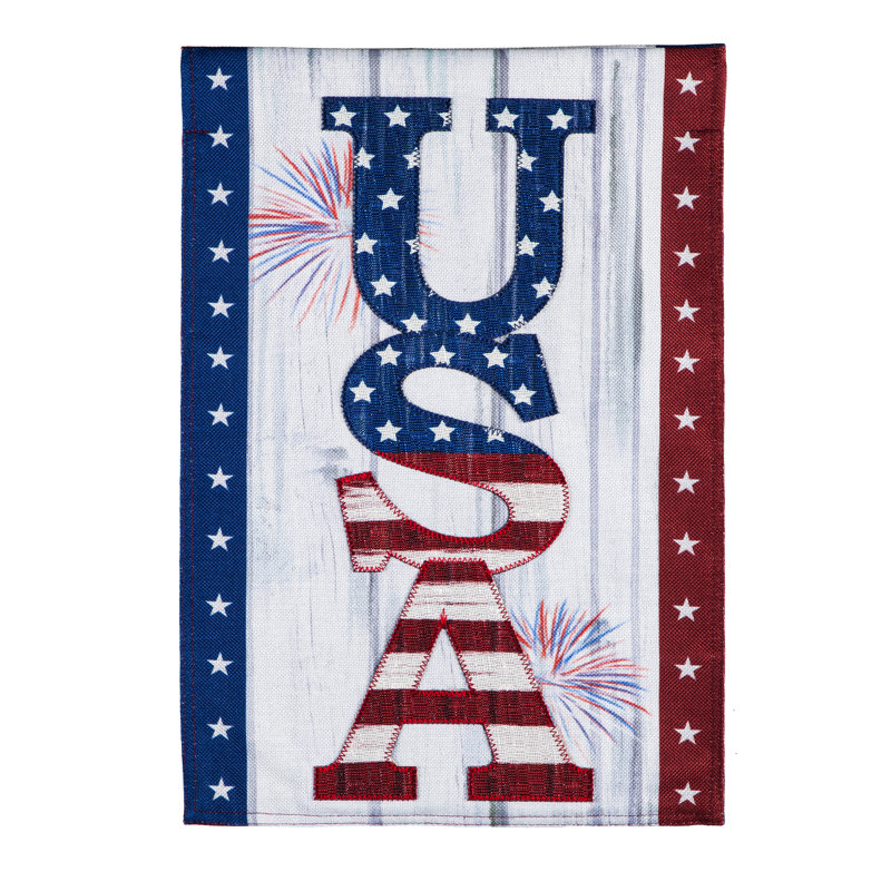 Drapeau de jardin en polyester 18 po x 13 po USA Fireworks