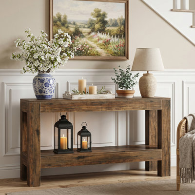 62.99" W Stain Resistant Pedestal Console Table