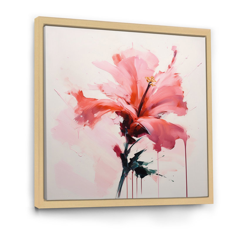 «Coral Elegance Single Rose Rose Blossoming» sur impression sur toile, Cadre flottant brun, H 24 po x l 24 po x P 1 po