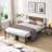 metal bedframe,Headboard with wood panel decoration,black-1194128843