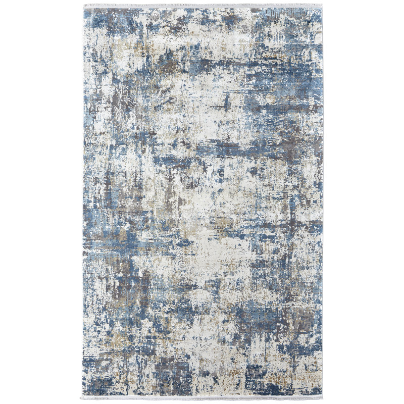 Whitten Ivory/Blue Area Rug, Rectangle 12' x 18'
