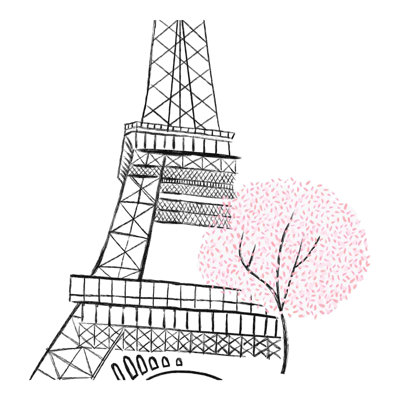 Croquis de la tour Eiffel avec rosé