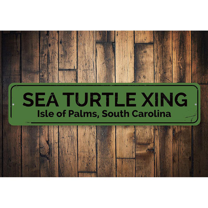 Panneau en aluminium personnalisé Sea Turtle Crossing, H 4 po x l 18 po x P 0,04 po, Oui