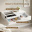 White Wall-Mounted Dressing Table with Glass Inset Panel and Jewellery Drawer