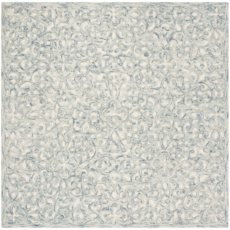 Tapis en laine et en coton tuftÃ©s Ã  la main par Marys Trace, Carré 6 pi