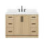 Meuble-lavabo ovale simple de 122 cm (48 po) avec comptoir en quartz blanc de Carrare de 3,8 cm (1,5 po) en chêne naturel-1080211027-1080211032
