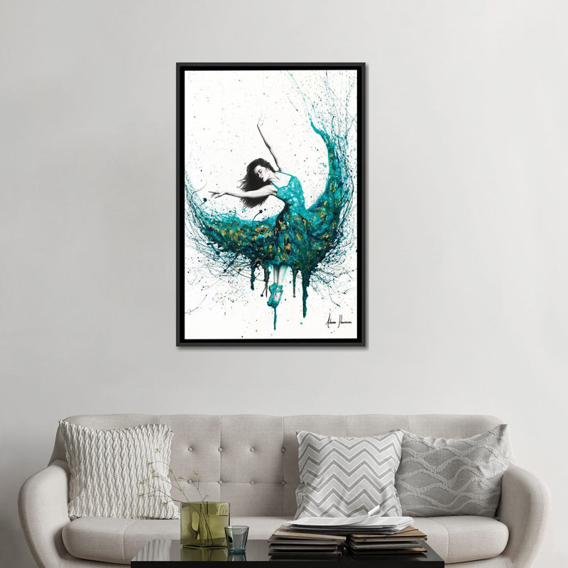 « chrysocolla nomad », impression sur toile, H 26 po x l 18 po x P 1,5 po, Toile encadrée noire, Pas de tapis