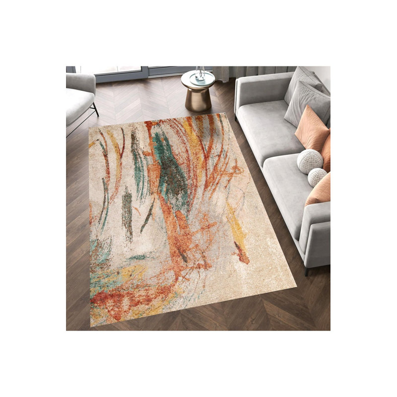 Tapis décoratif moderne à motifs abstraits et lavables à la machine, Tapis de couloir 3 pi 3 po x 6 pi 7 po inclus