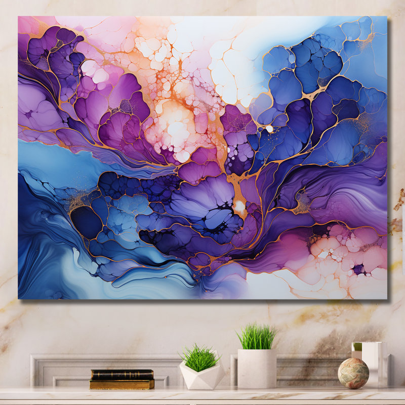 «Rose et bleu Alco», impression sur toile, Toile tendue, H 34 po x l 44 po x P 1,5 po