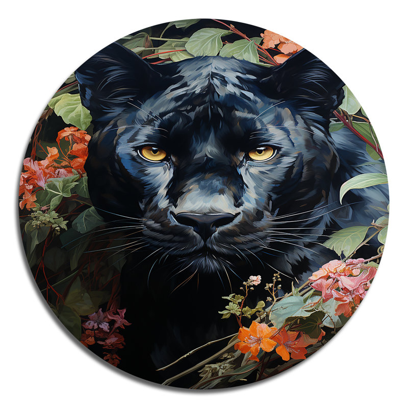 Enchanted Panther Jungle Realm - animaux, art en métal rond, H 29 po x l 29 po
